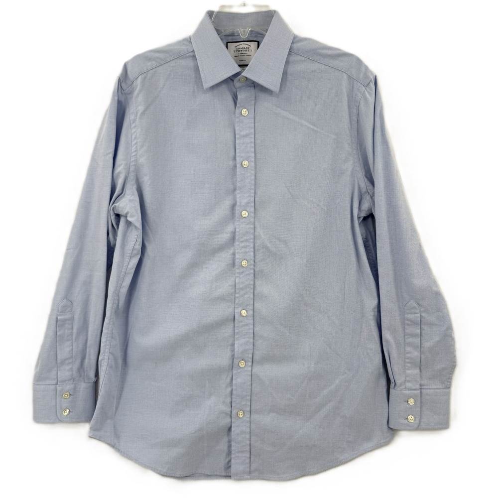 Charles Tyrwhitt Dress Shirt Mens 16/33 Blue Slim Fit Cotton Long Sleeve